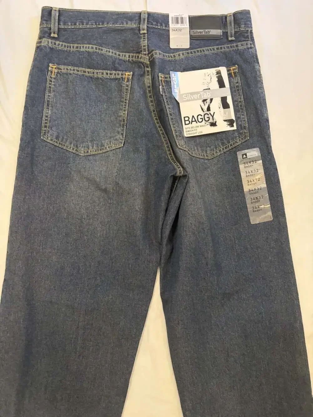Levi's Silver Tab Jeans Men's 34x32 Blue Dark Wash Baggy Straight Leg NWTs